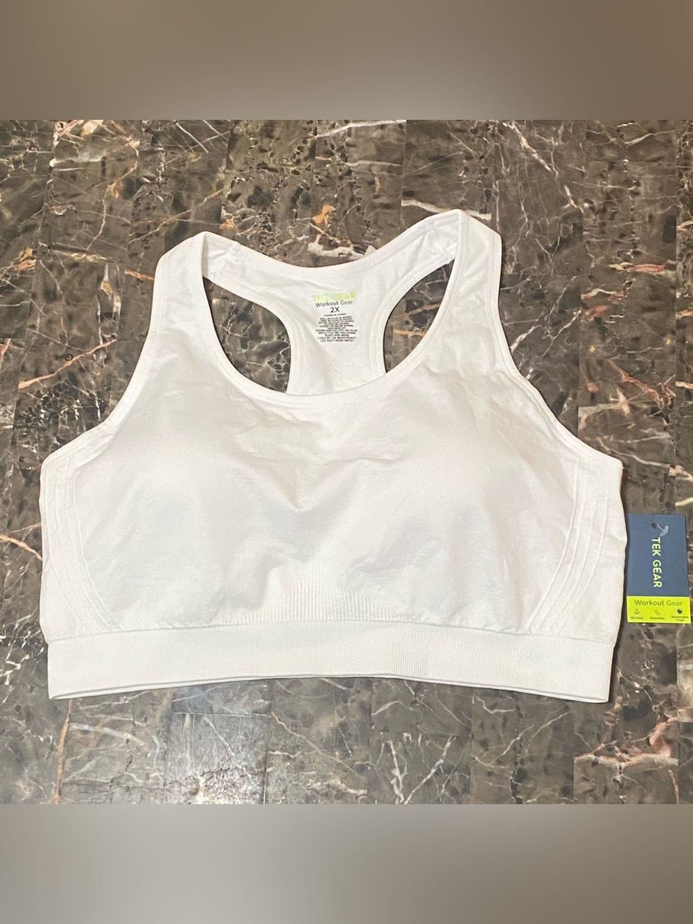 Plus Size 2X Tek Gear Low Impact Bra Bundle. Three  White Bras Included .